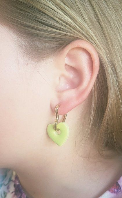 Lot de 2 Créoles - Modèle Cœur - En Acier Inoxydable