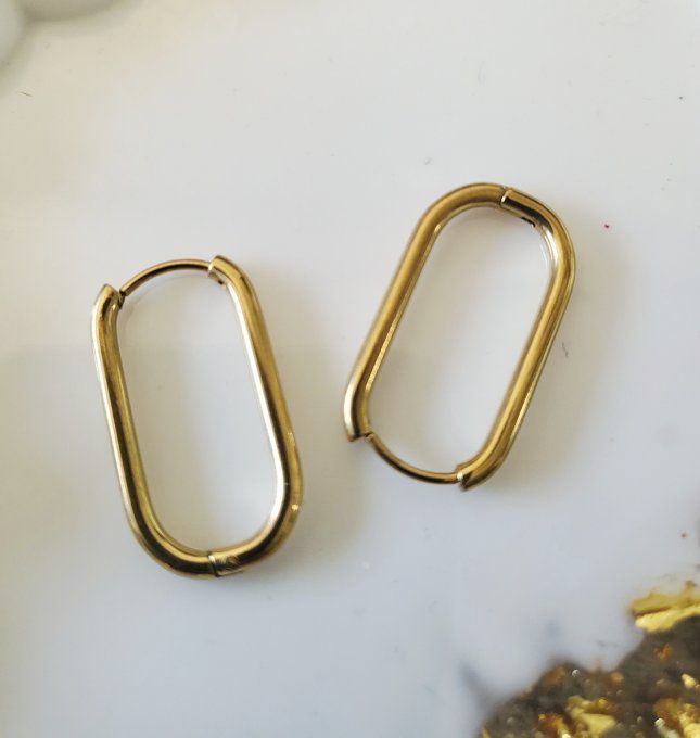 Lot de 2 Créoles - Ovales - Acier Inoxydable - 26mm