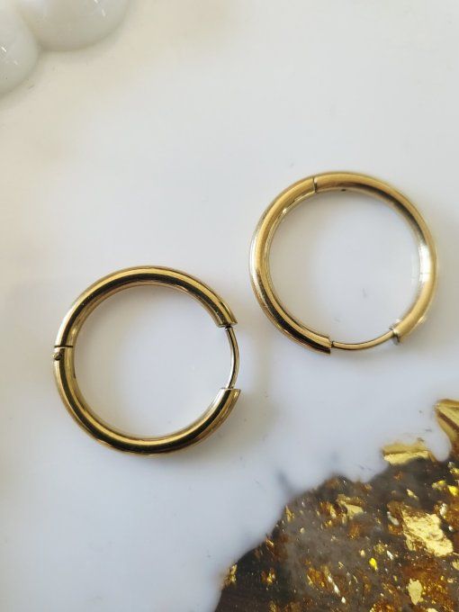 Lot de 2 Créoles - Rondes - Acier Inoxydable - 19mm