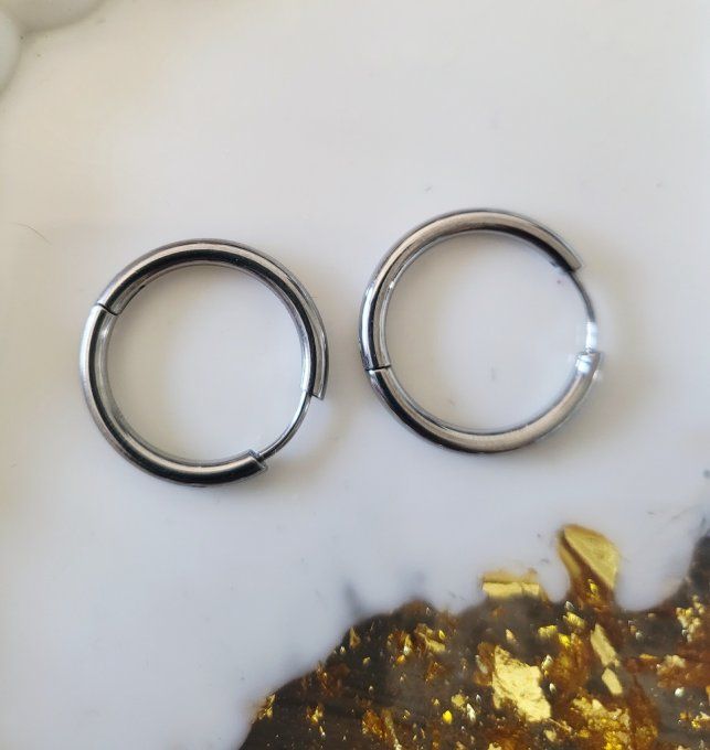 Lot de 2 Créoles - Rondes - Acier Inoxydable - 19mm