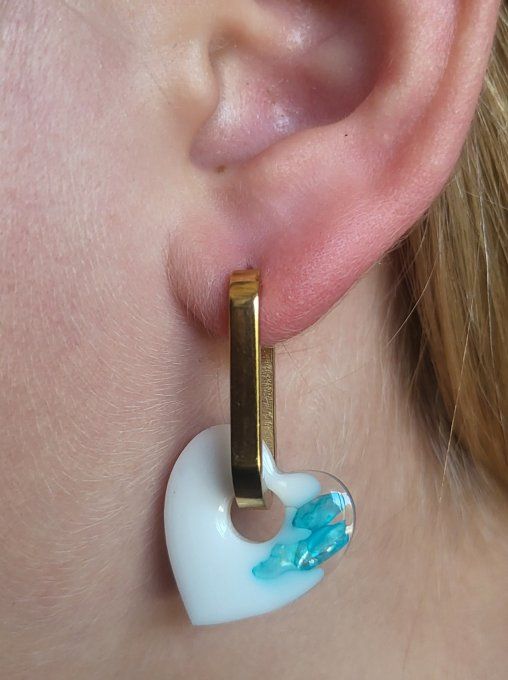 Lot de 2 Créoles - Modèle Rectangle - Acier Inoxydable - 21mm
