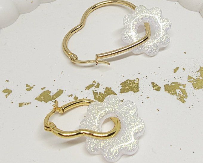 Lot de 2 Pampilles Fleurs - 8 pétales - Flora 