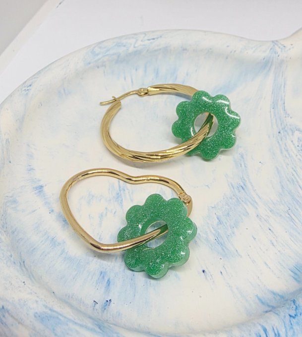 Lot de 2 Pampilles Fleurs 8 pétales - Flora