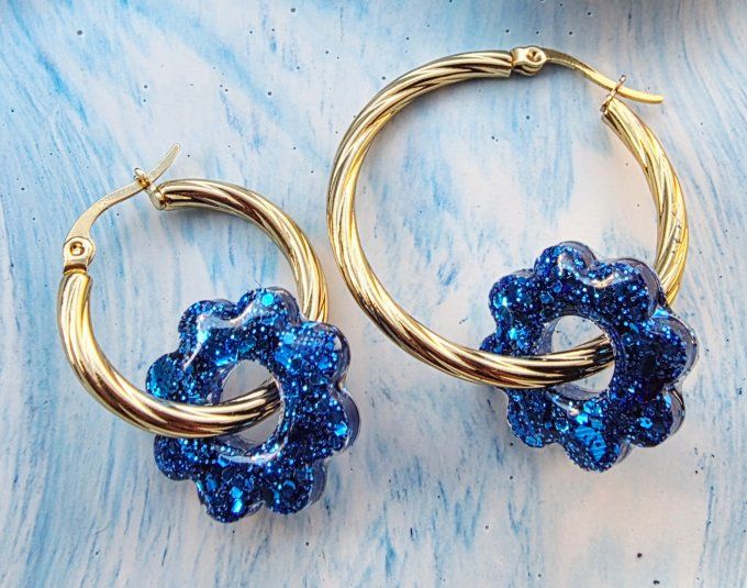 Lot de 2 Pampilles Fleurs - 8 pétales - Flora 