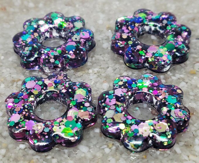 Lot de 2 Pampilles Fleurs - 8 pétales - Flora 