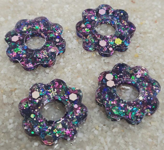 Lot de 2 Pampilles Fleurs - 8 pétales - Flora 