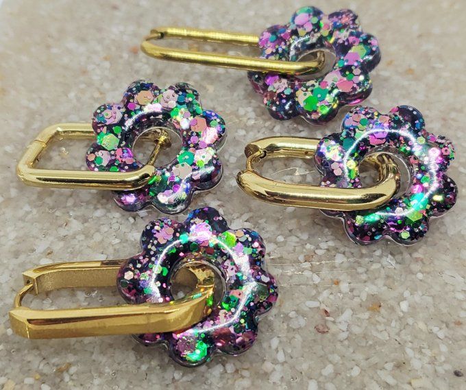 Lot de 2 Pampilles Fleurs - 8 pétales - Flora 