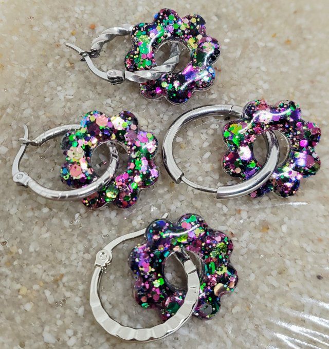 Lot de 2 Pampilles Fleurs - 8 pétales - Flora 