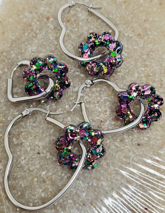 Lot de 2 Pampilles Fleurs - 8 pétales - Flora 