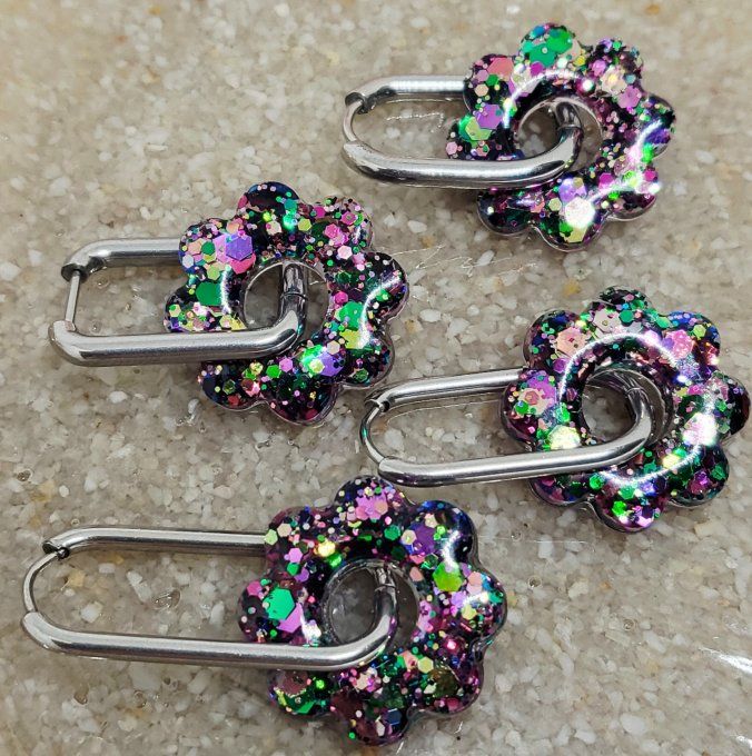 Lot de 2 Pampilles Fleurs - 8 pétales - Flora 