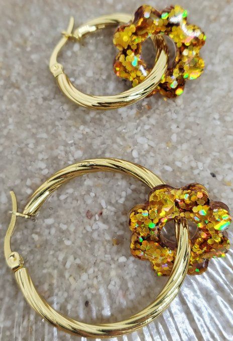 Lot de 2 Pampilles Fleurs - 8 pétales - Flora 