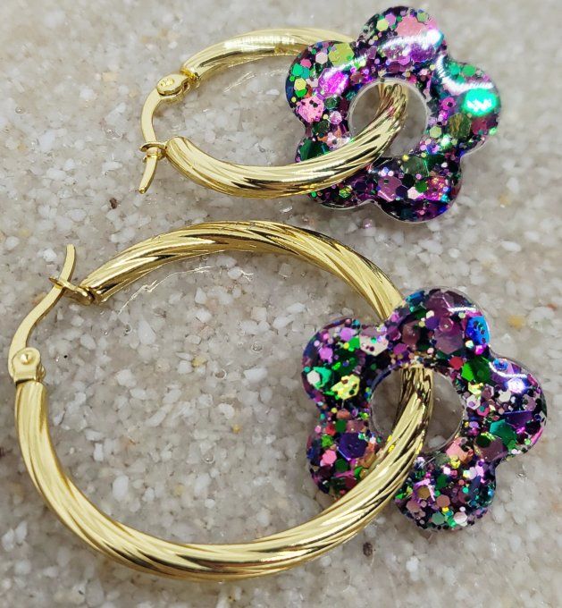 Lot de 2 Pampilles Fleur - 5 pétales - Léna