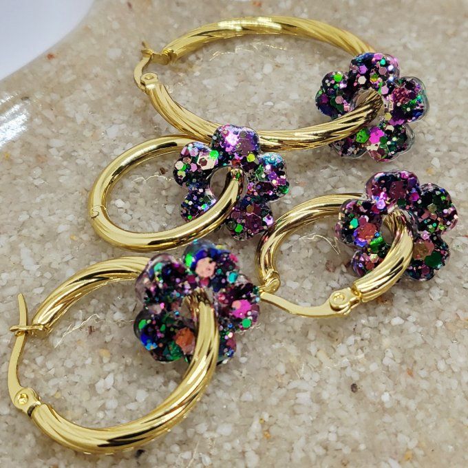 Lot de 2 Pampilles Fleur - 5 pétales - Petit Modèle - Tina