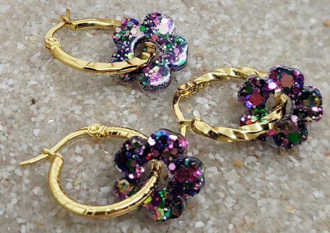 Lot de 2 Pampilles Fleur - 5 pétales - Petit Modèle - Tina