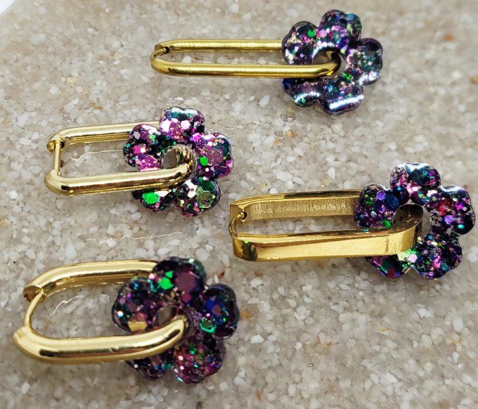 Lot de 2 Pampilles Fleur - 5 pétales - Petit Modèle - Tina