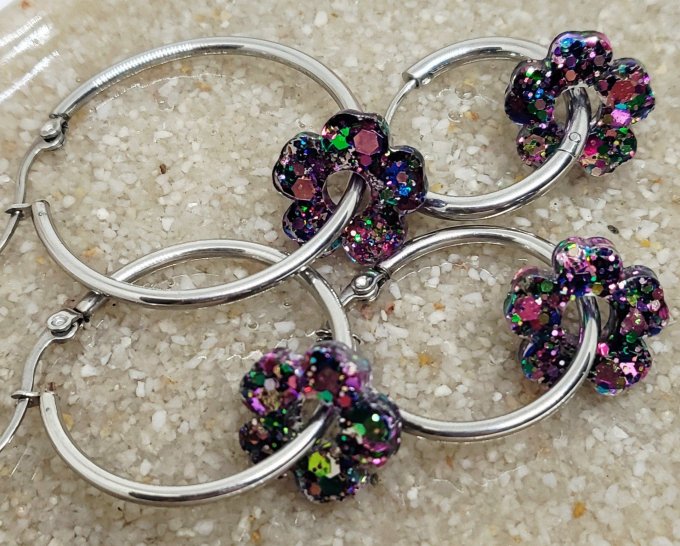 Lot de 2 Pampilles Fleur - 5 pétales - Petit Modèle - Tina 