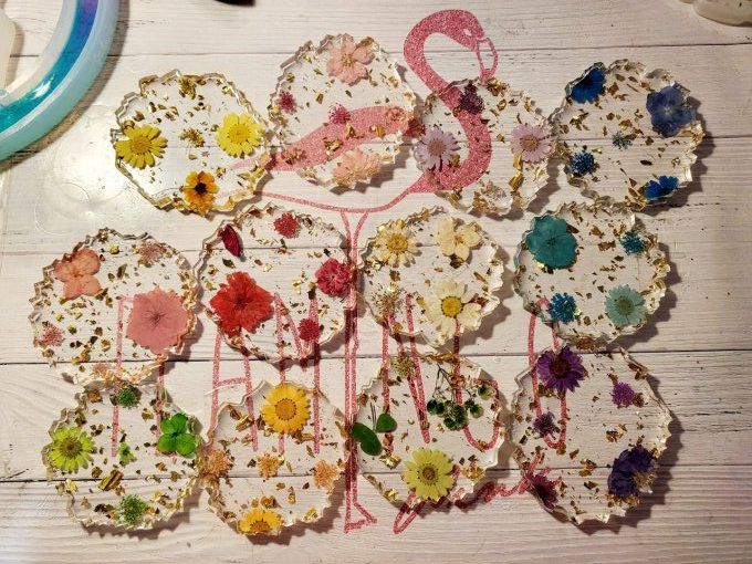 Dessous de verre avec des Fleurs séchées à l'unité